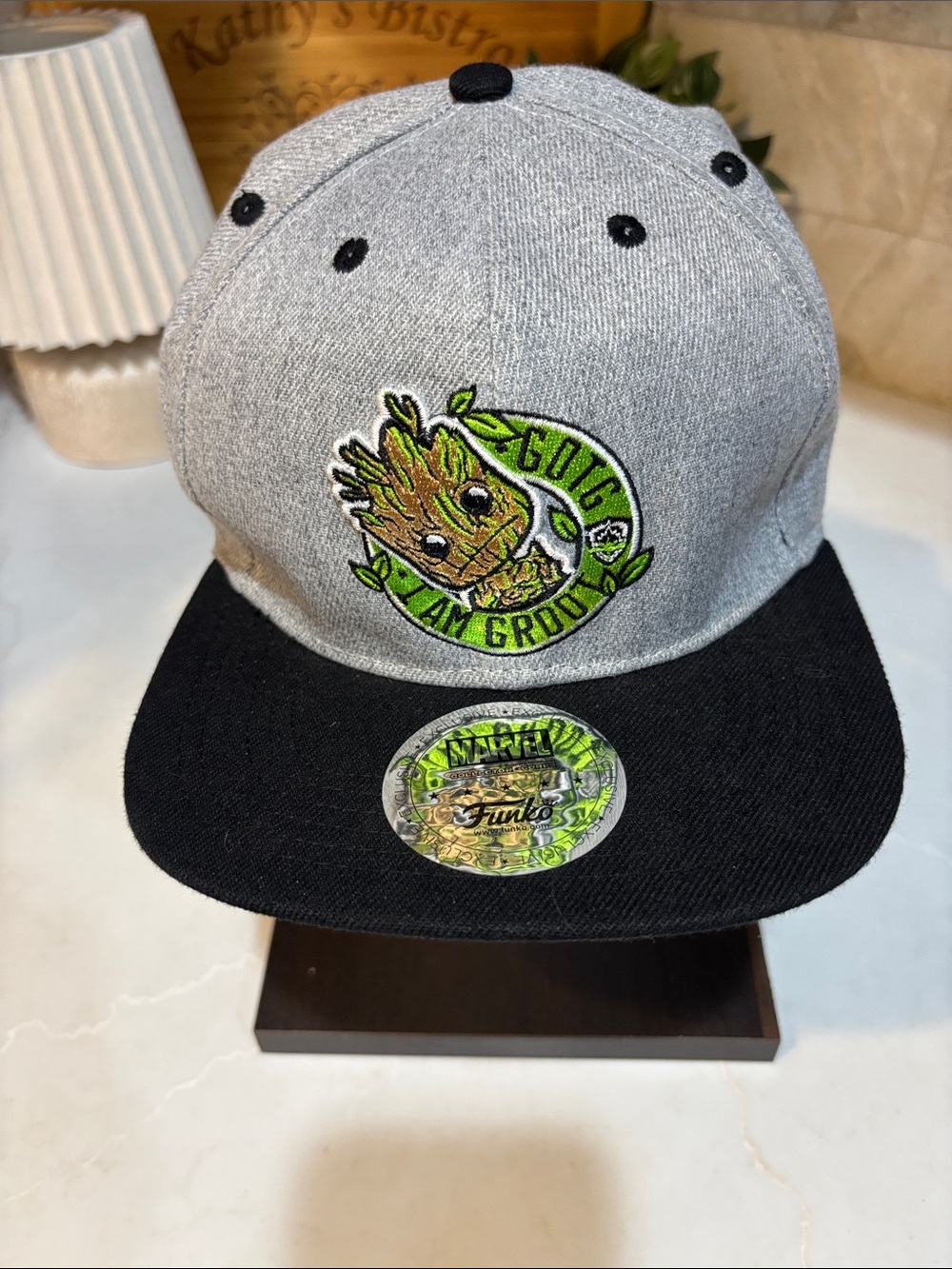 Funko Pop Marvel Collector Corps GOTG I Am Groot Snapback Hat Grey Black